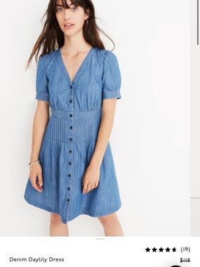 Madewell Denim Daylily Dress in Annetta wash size 4 fit flare summer beach